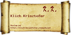 Klich Krisztofer névjegykártya